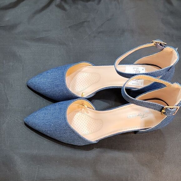 BRAND NEW WOMEN'S POINTED TOE ANKLE STRAP BUCKLE CHUNKY BLOCK HEEL SANDAL - Picture 7 of 15